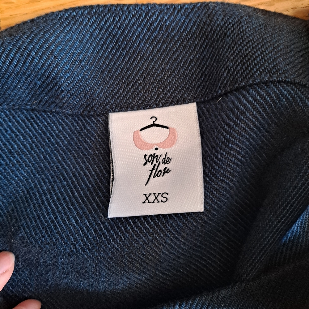 Son de Flor Pinafore Dress in Navy Twill Linen - Picture 6 of 9